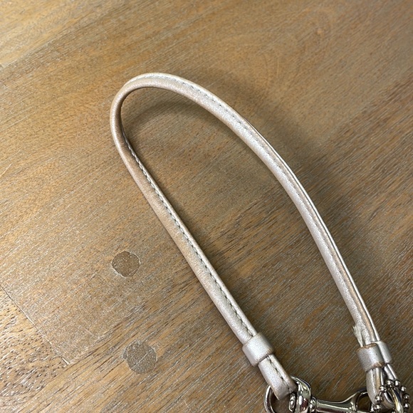 Coach Vachetta Signature C Canvas & Silver Metallic Leather Small Turn Lock Bag - Picture 8 of 10